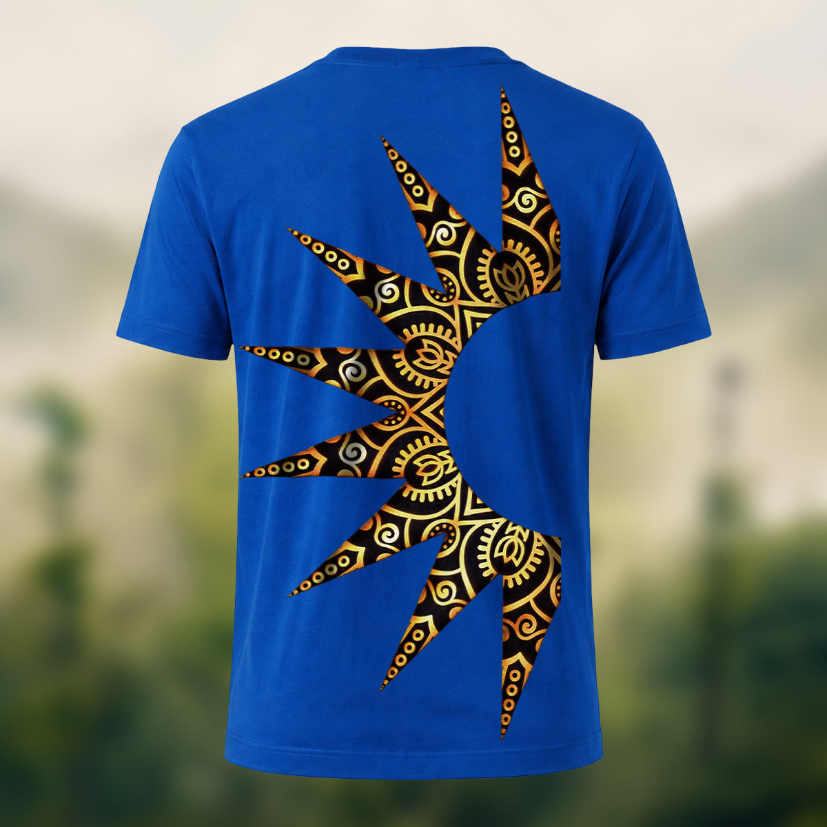 Sacred Sun Print Premium Cotton T-Shirt Royal Blue