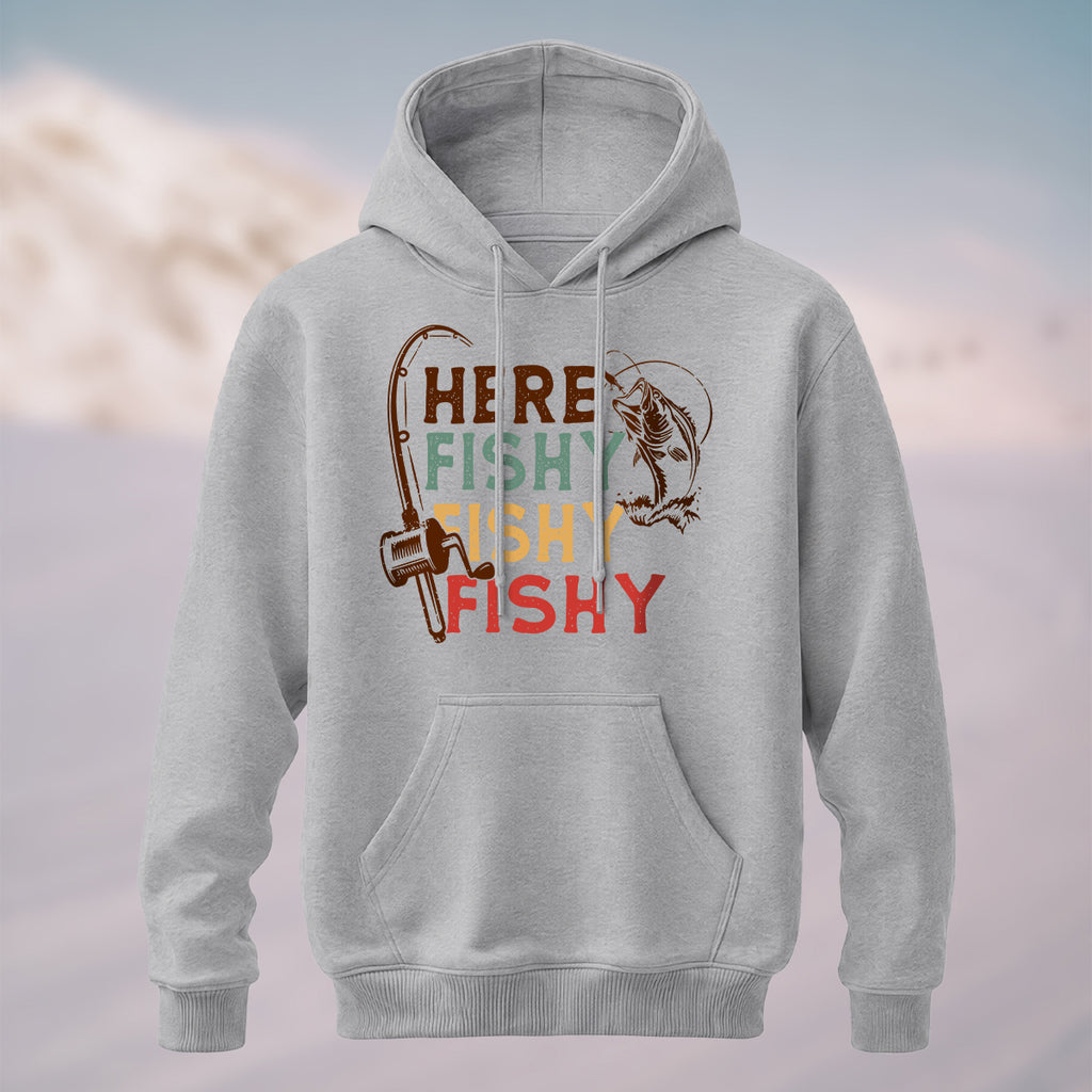 Cotton Made Retro Angler Humor Hoodie Heather Grey