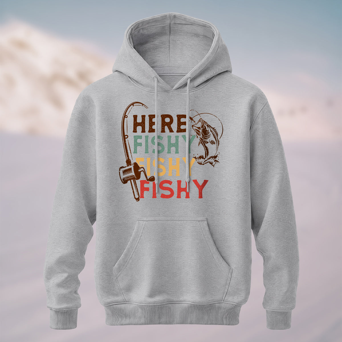 Cotton Made Retro Angler Humor Hoodie Heather Grey