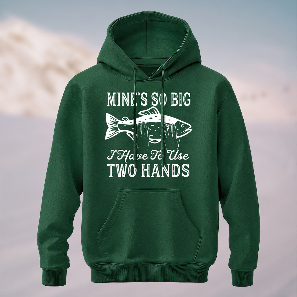 Cotton Made Retro Fishing Humor Hoodie Forest Green