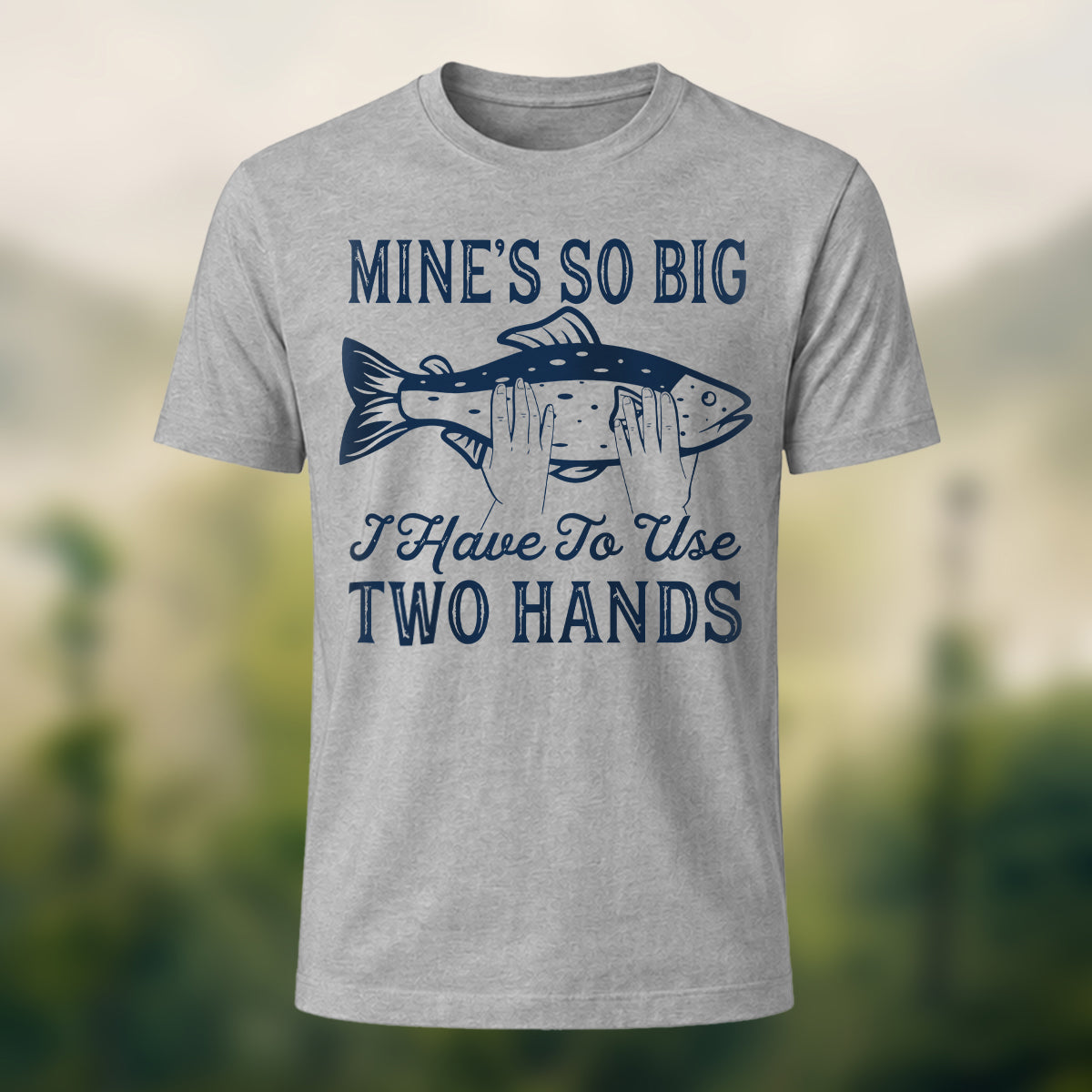 Big Fish in Hand Pattern Daily Cotton T-shirt Heather Grey