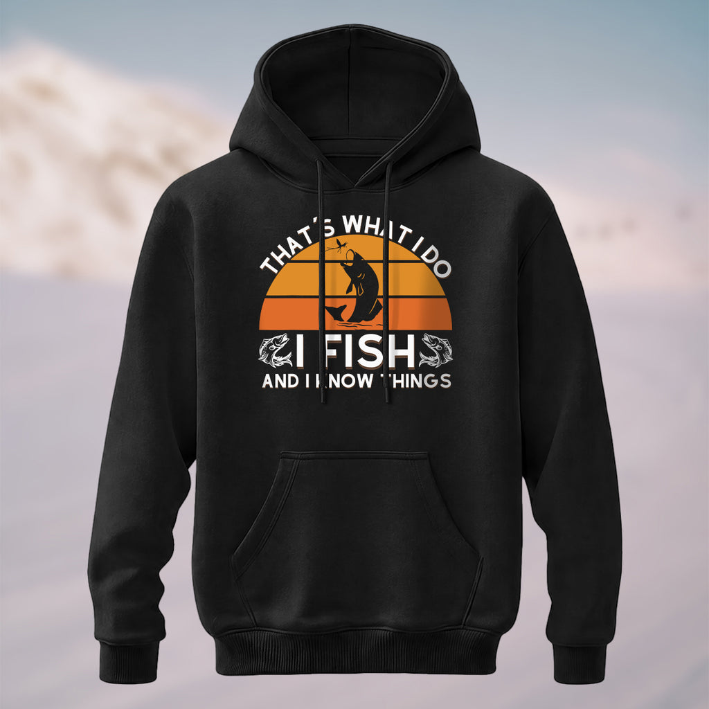 Cotton Made Retro Fishing Quote Hoodie Black
