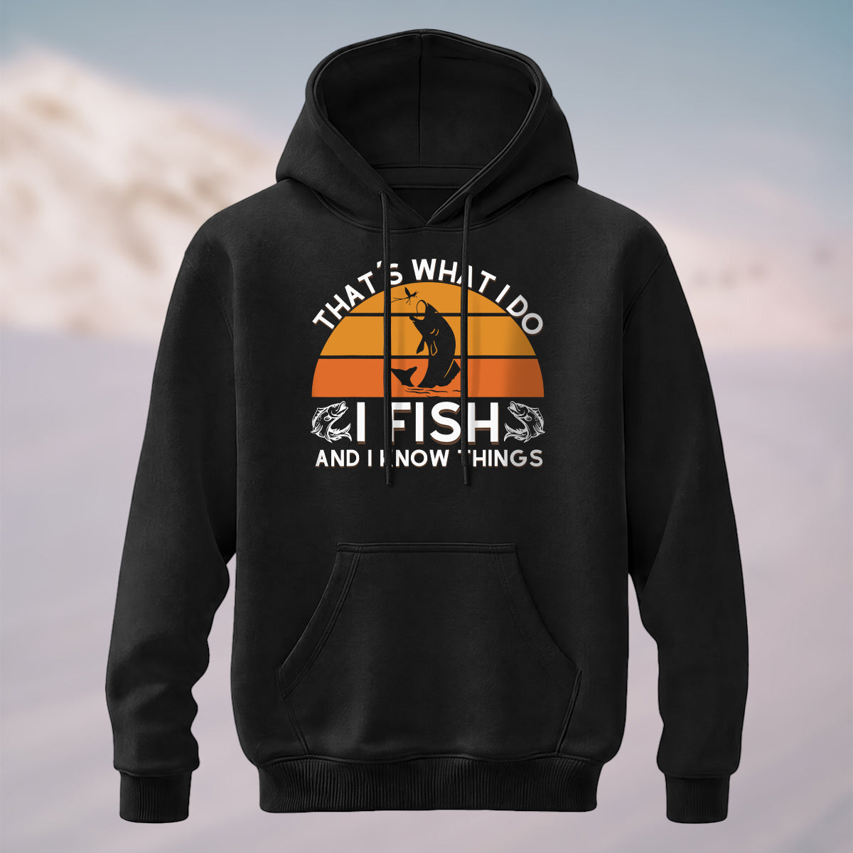 Cotton Made Retro Fishing Quote Hoodie Black