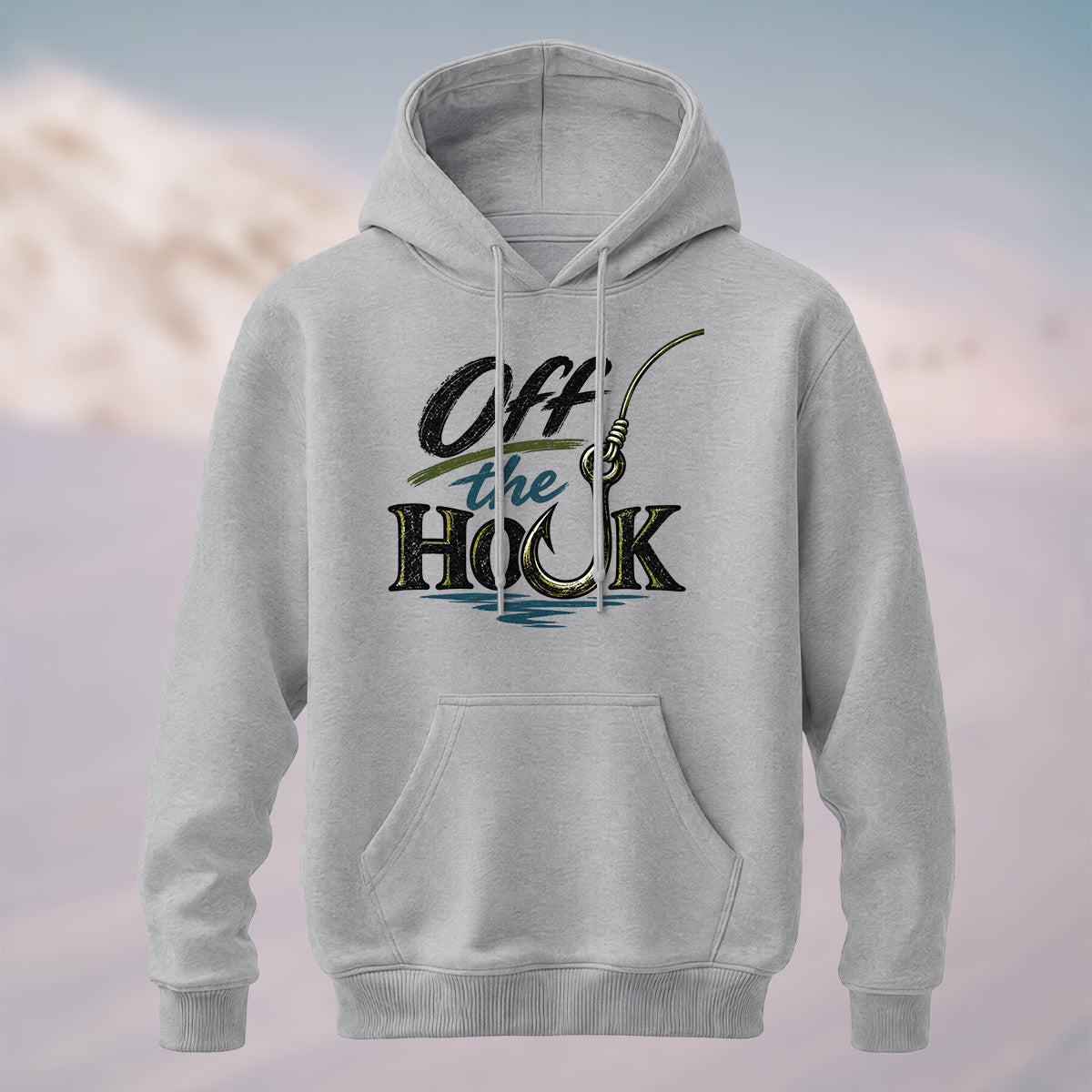 Cotton Made Vintage Fishing Hook Hoodie Gray