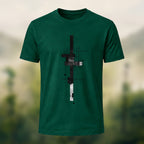 Minimalist Geometric Print Casual Cotton T-Shirt Forest Green
