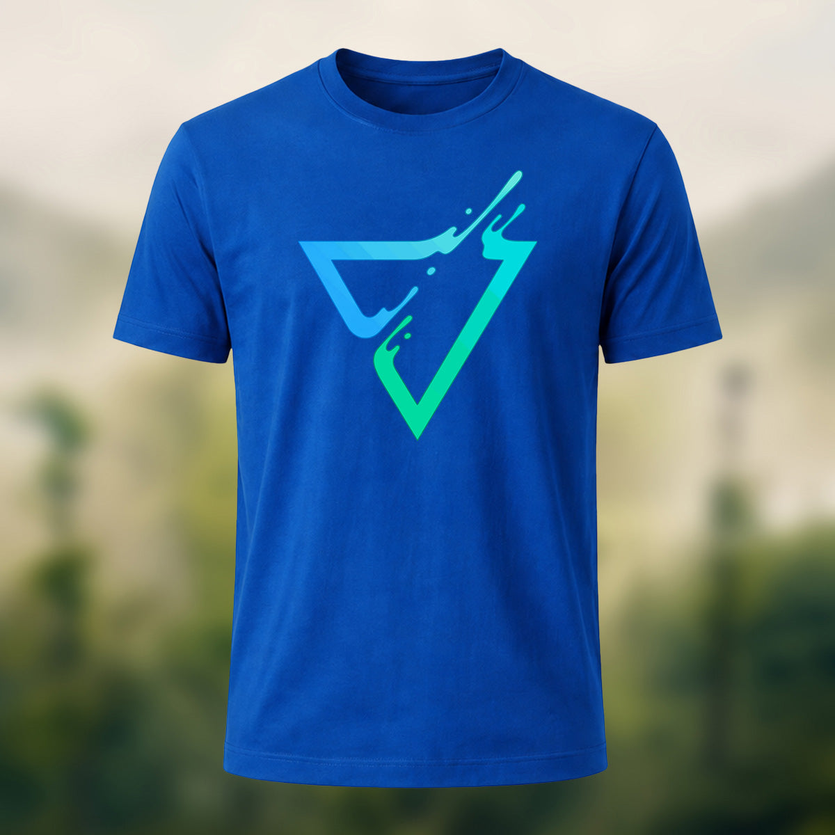 Minimal Triangle Print Soft Cotton T-Shirt Royal Blue