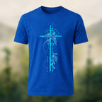 Abstract Nature Print Combed Cotton T-Shirt Royal Blue