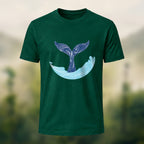 Minimalist Fluid Whale Tail Premium Cotton Tee Forest Green