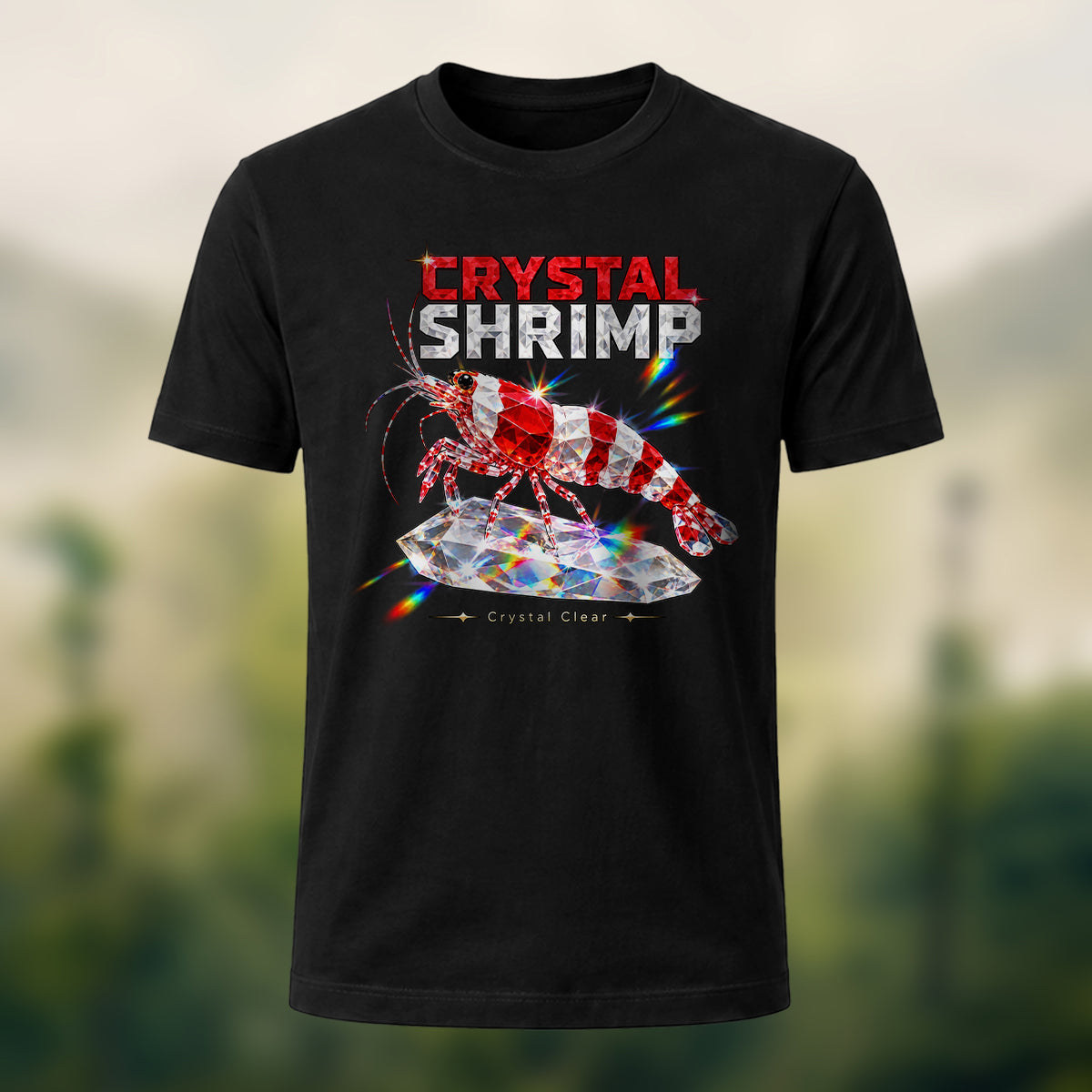 DTG Sparkling Crystal Shrimp Premium Cotton T-Shirt Black