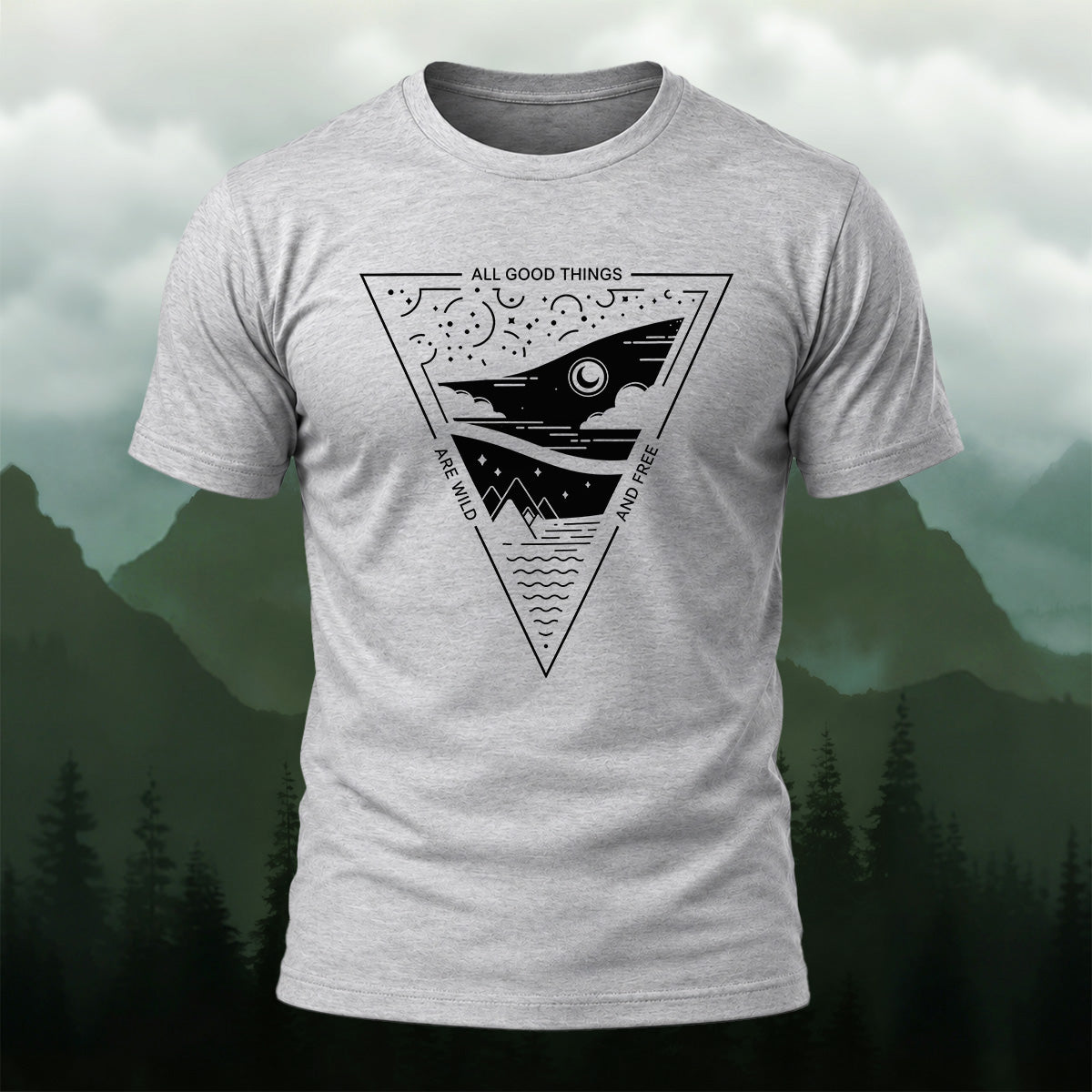 Abstract Shark Premium Cotton T-Shirt Heather Grey