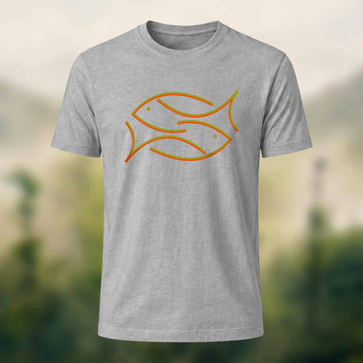 Ocean Abstract Fish Premium Cotton T-Shirt Heather Grey