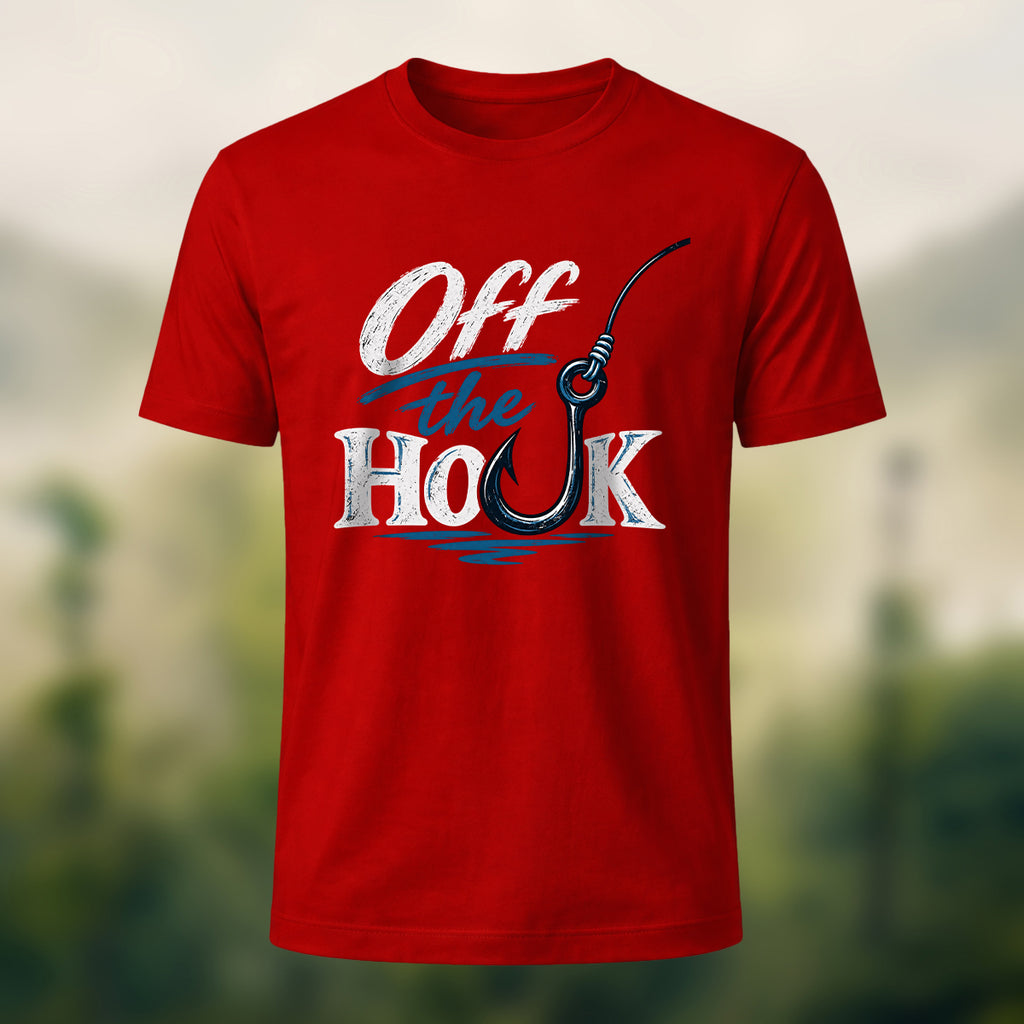Vintage Fishing Hook Premium Cotton T-Shirt Red