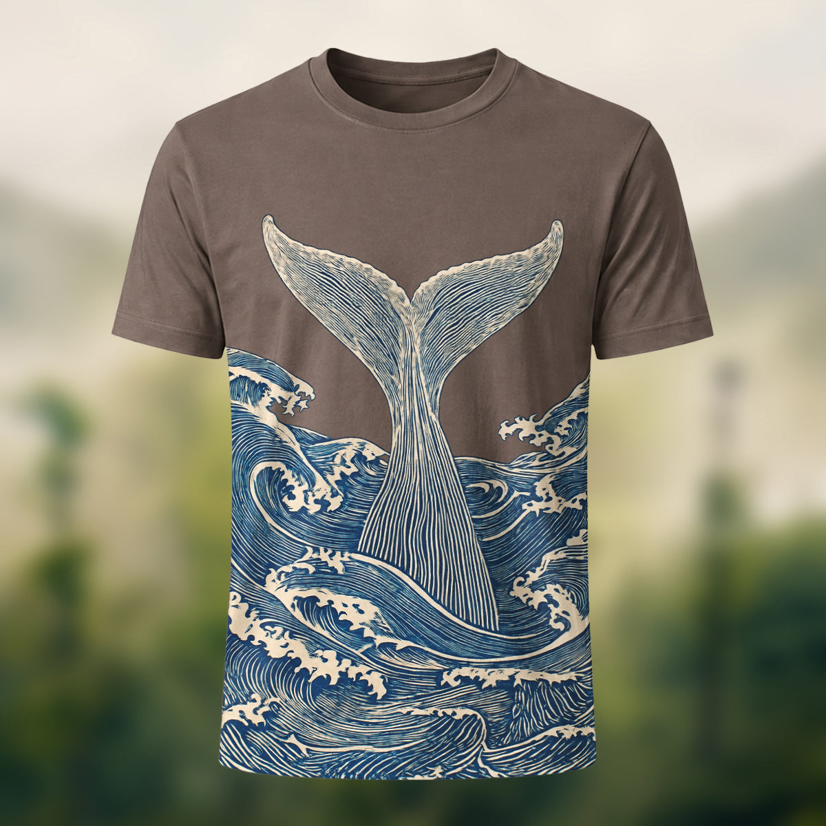 Vintage Sculptural Whale Tail Tee Coffee
