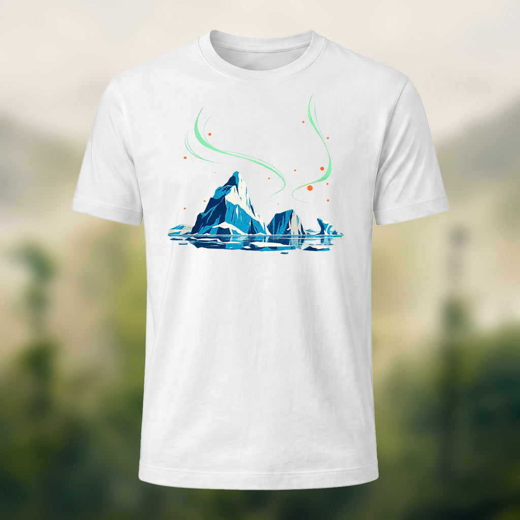 Artistic Aurora Iceberg Combed Cotton T-Shirt White
