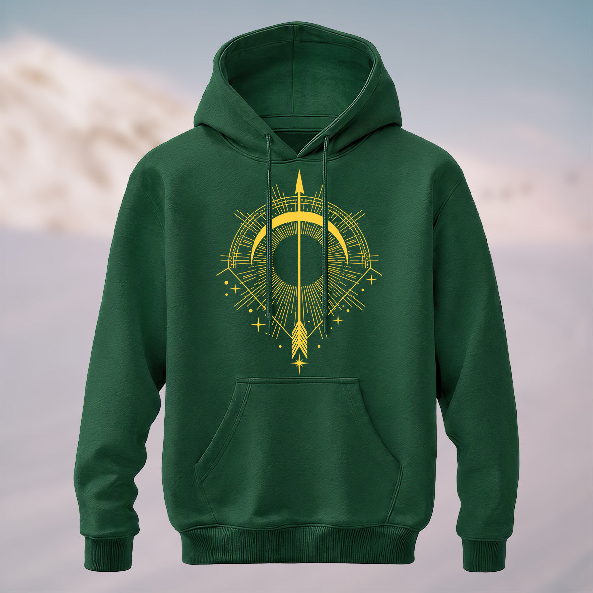 Cotton Made Striking Golden Arrow Hoodie Forest Green