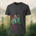 Bicycle-Printed Combed Cotton Casual T-Shirt Charcoal