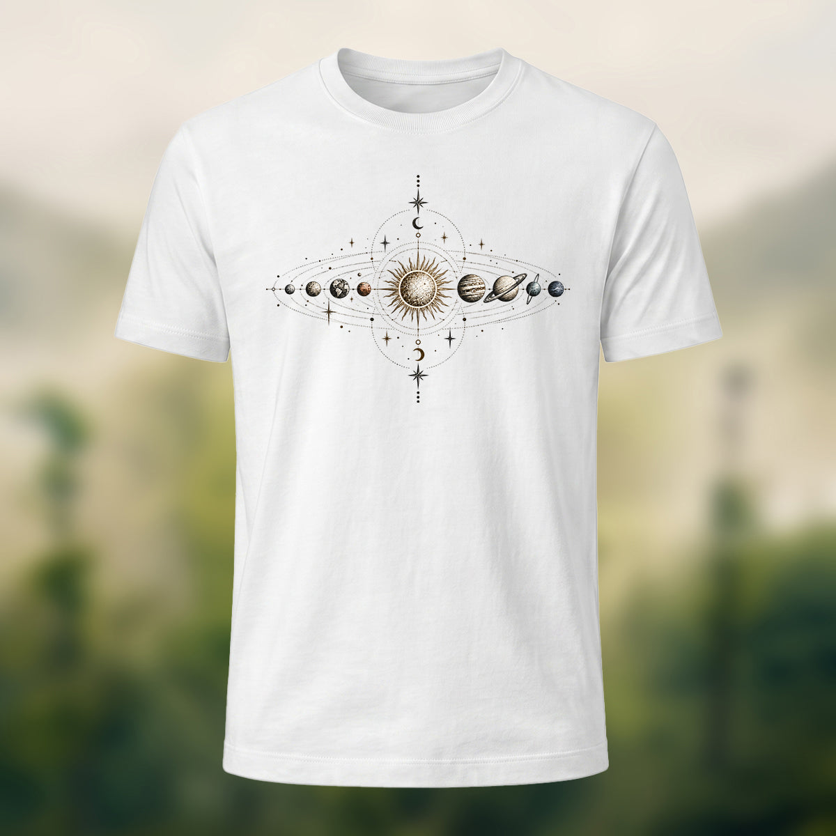 DTG Minimal Solar System Premium Cotton T-Shirt White