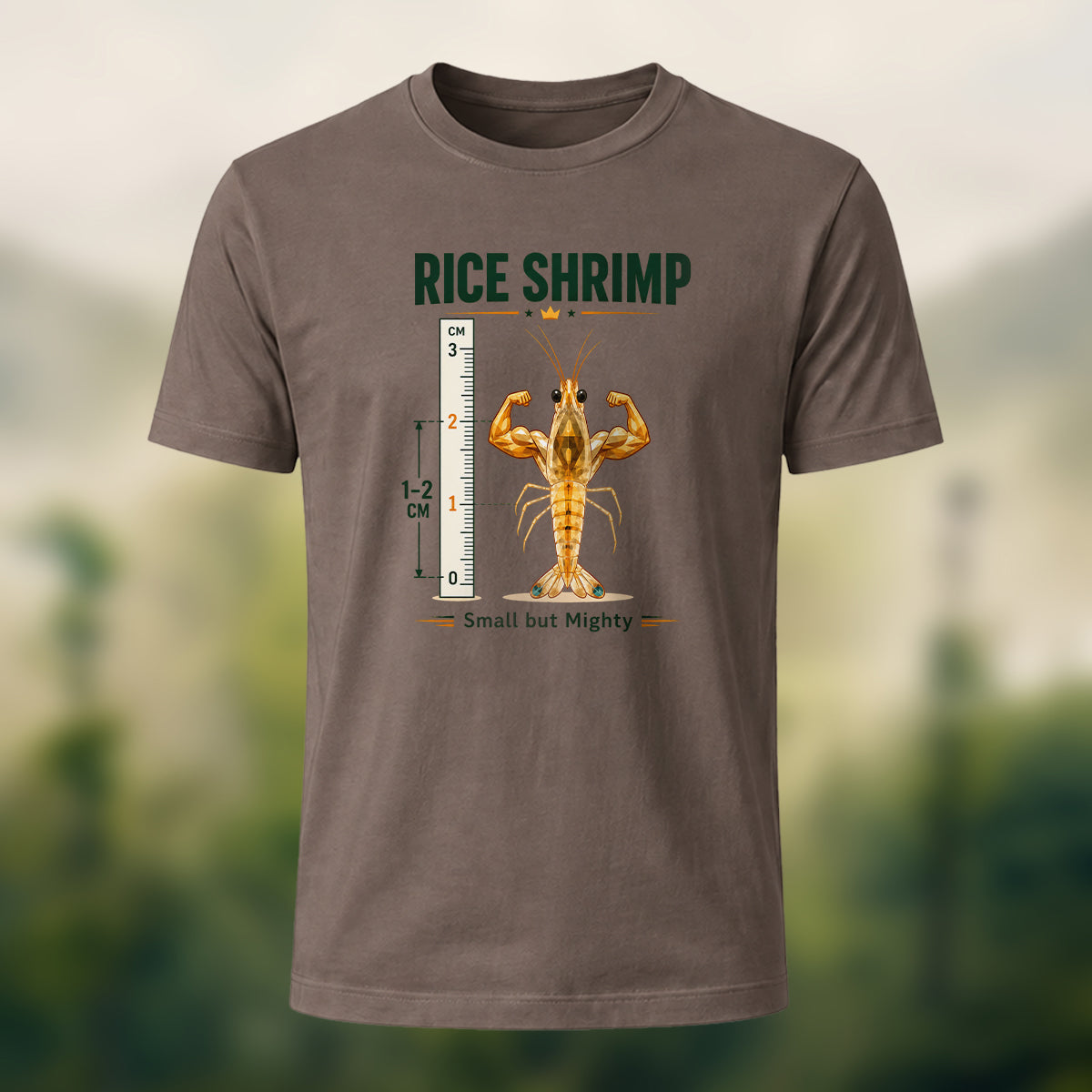 Cheeky Muscular Rice Shrimp Cotton T-Shirt Coffee