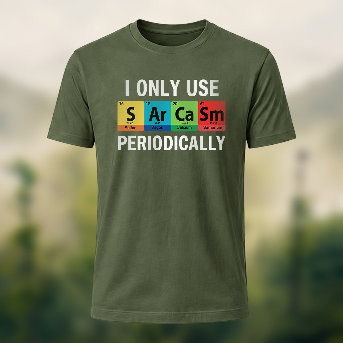 Chemical Element Print Casual Cotton T-Shirt Olive Green