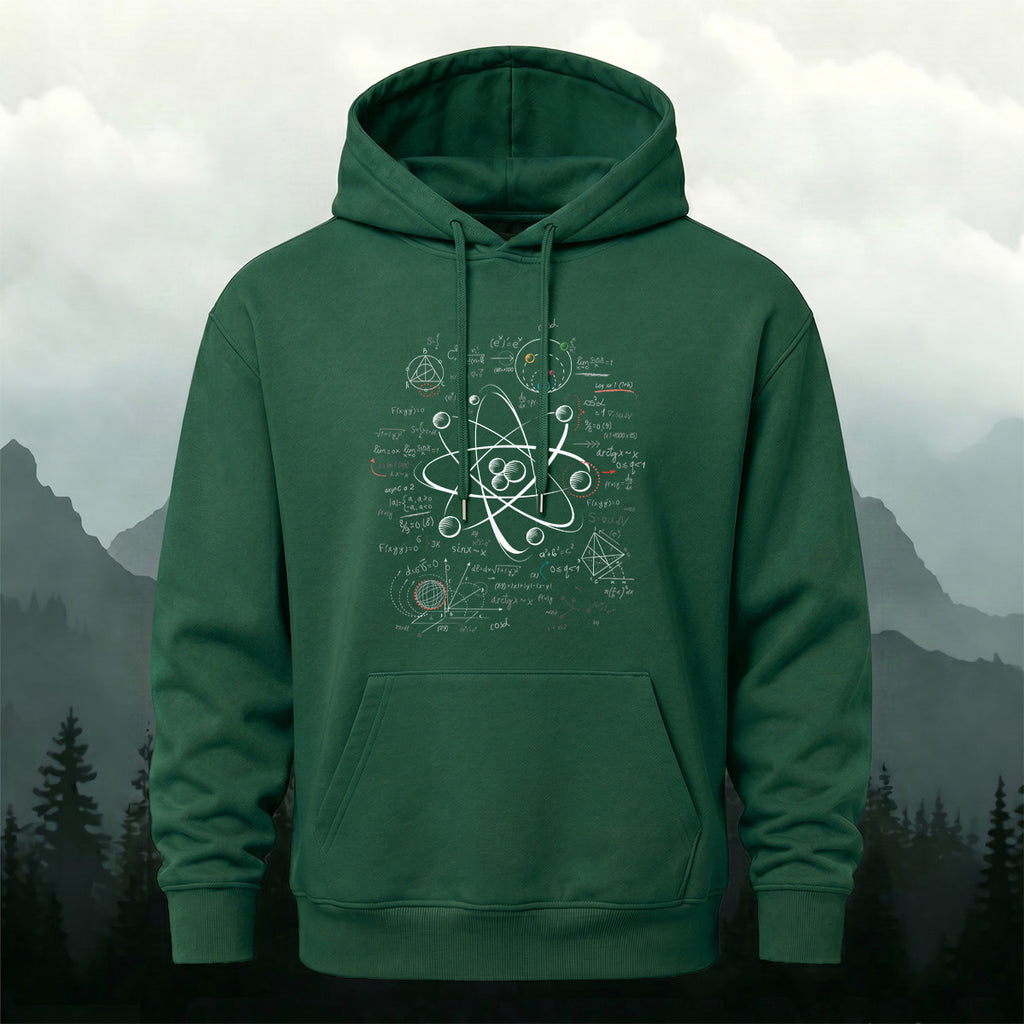 Cotton Made Physics Science Popularization Printed Hoodie Dark Green
