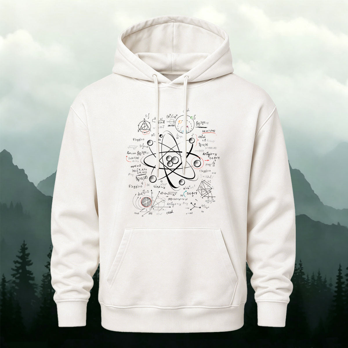 Cotton Made Physics Science Popularization Printed Hoodie White