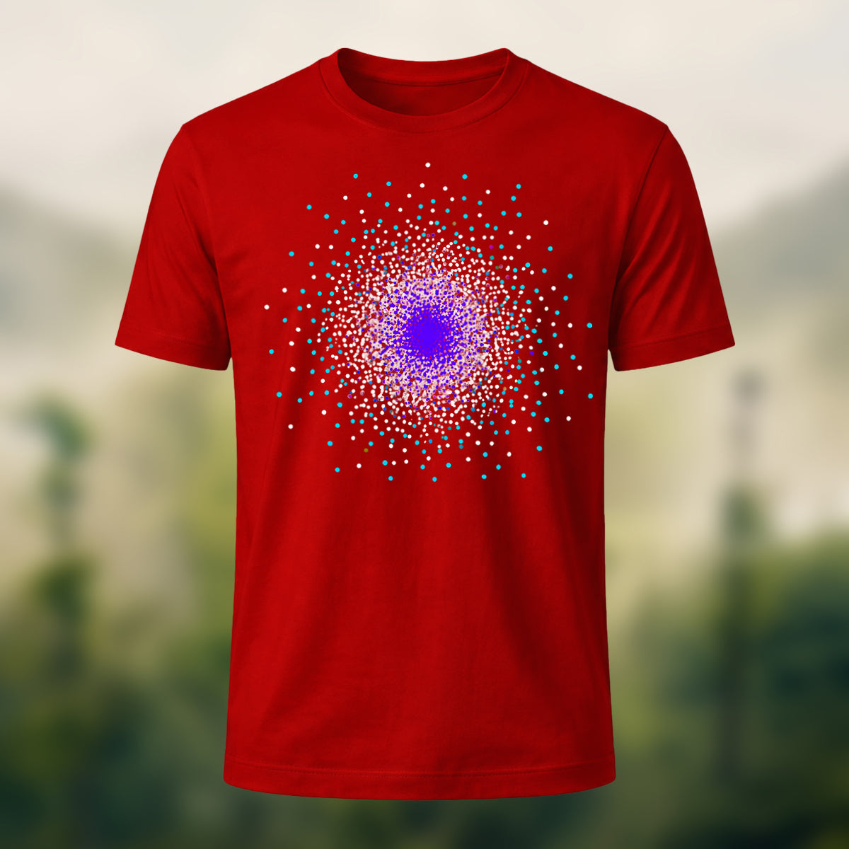 DTG Particle Diffusion Print Casual Premium Cotton T-Shirt Red
