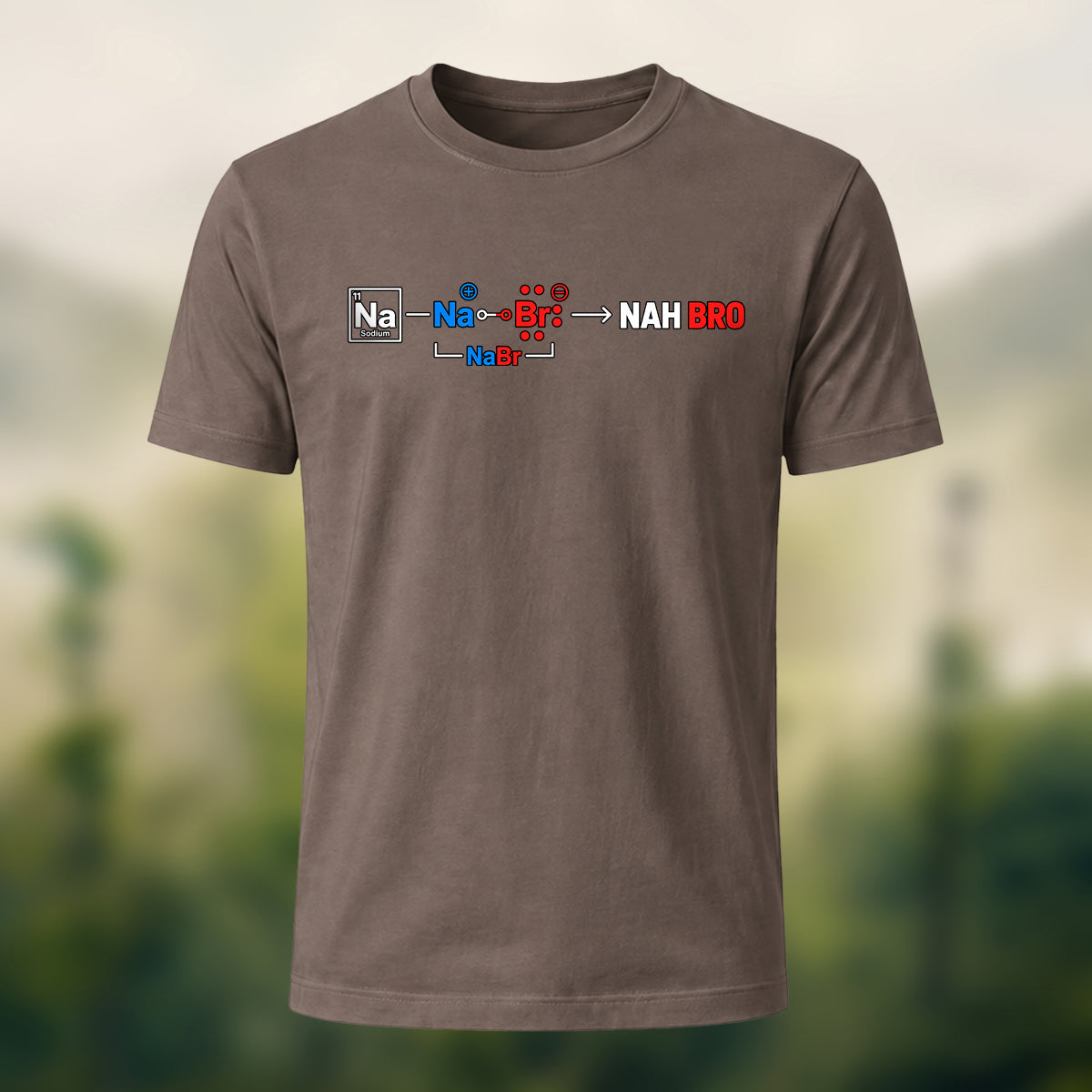 Chemistry Formula Print Casual Cotton T-Shirt Coffee