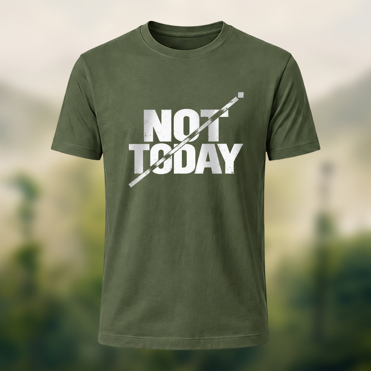 Off Duty Statement Soft Cotton T-Shirt Olive Green
