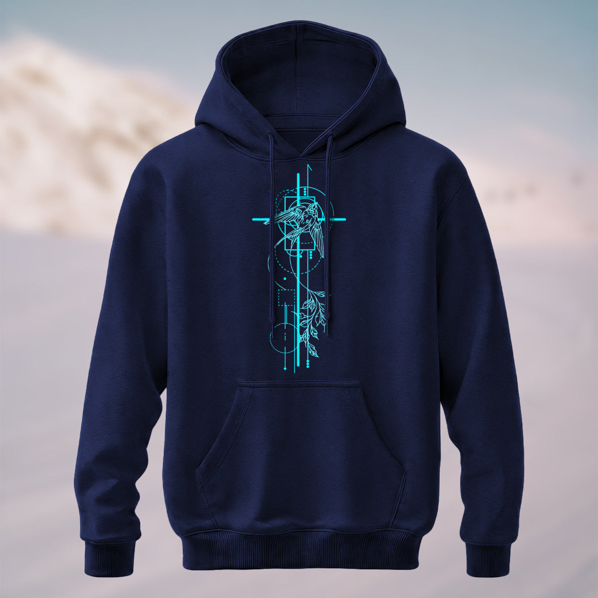 Cotton Made Sacred Geometry Avian Hoodie Navy