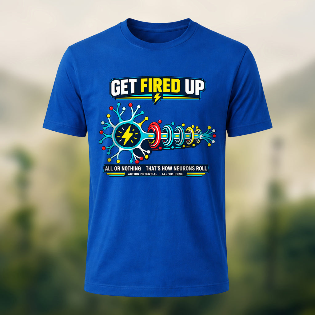 Futuristic Neuron Print Premium Cotton T-Shirt Royal Blue