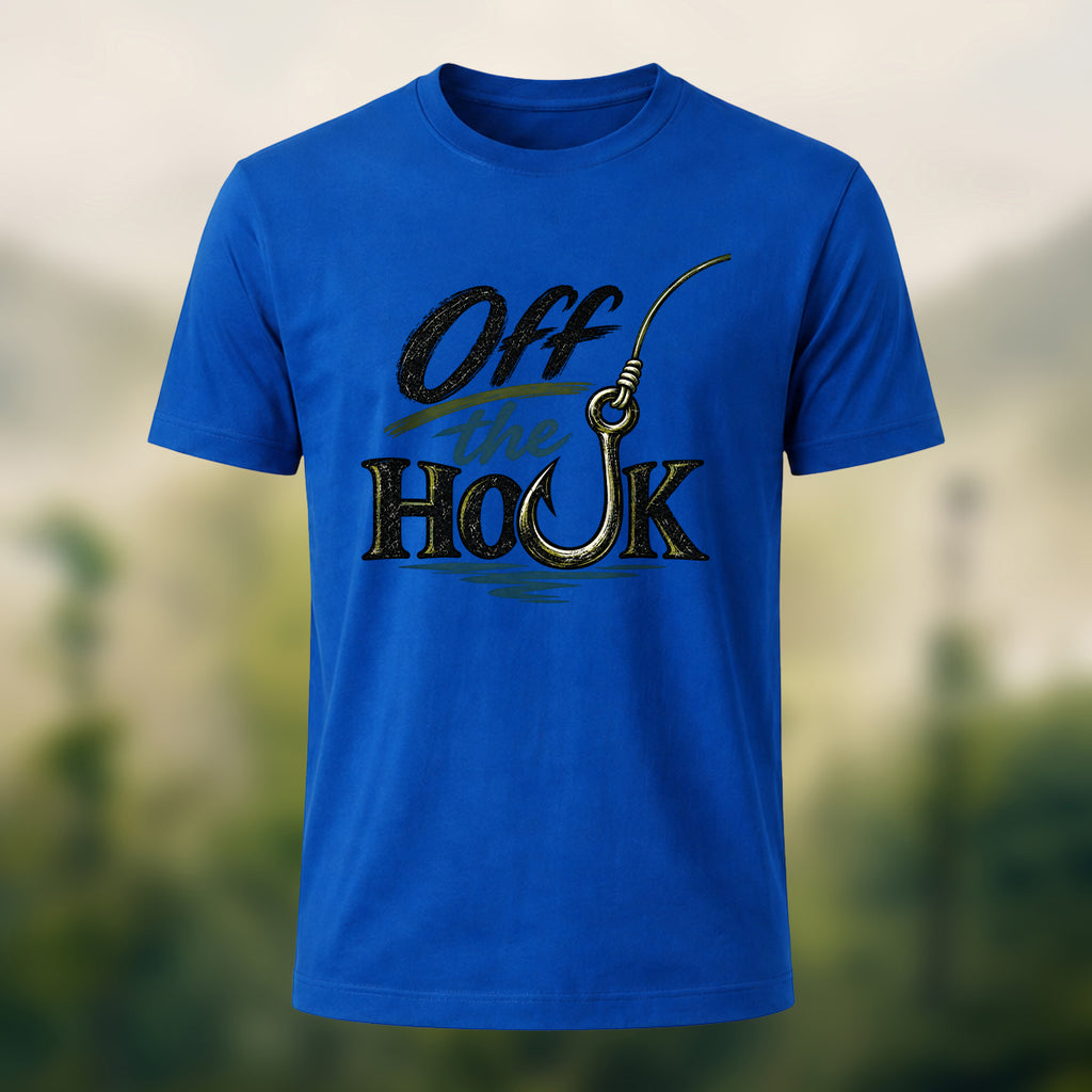 Vintage Fishing Hook Premium Cotton T-Shirt Royal Blue