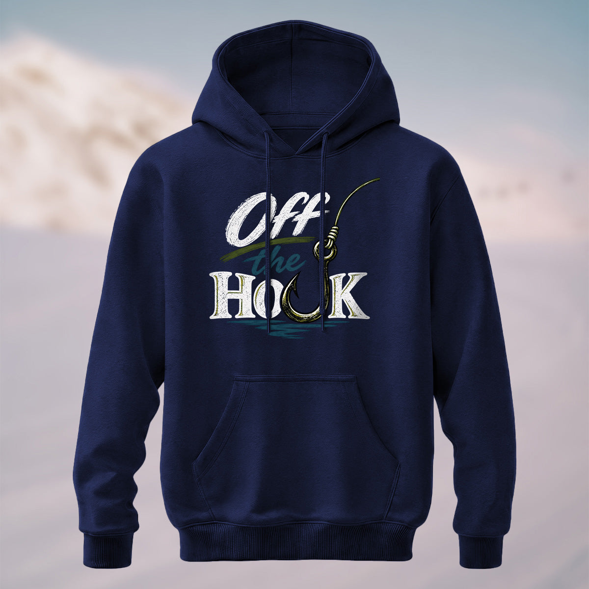 Cotton Made Vintage Fishing Hook Hoodie Navy