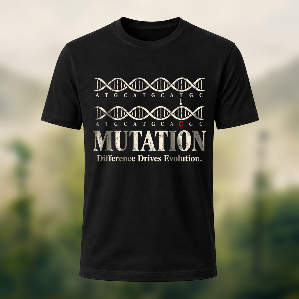 DNA Mutation Print Casual Soft Cotton T-Shirt Black
