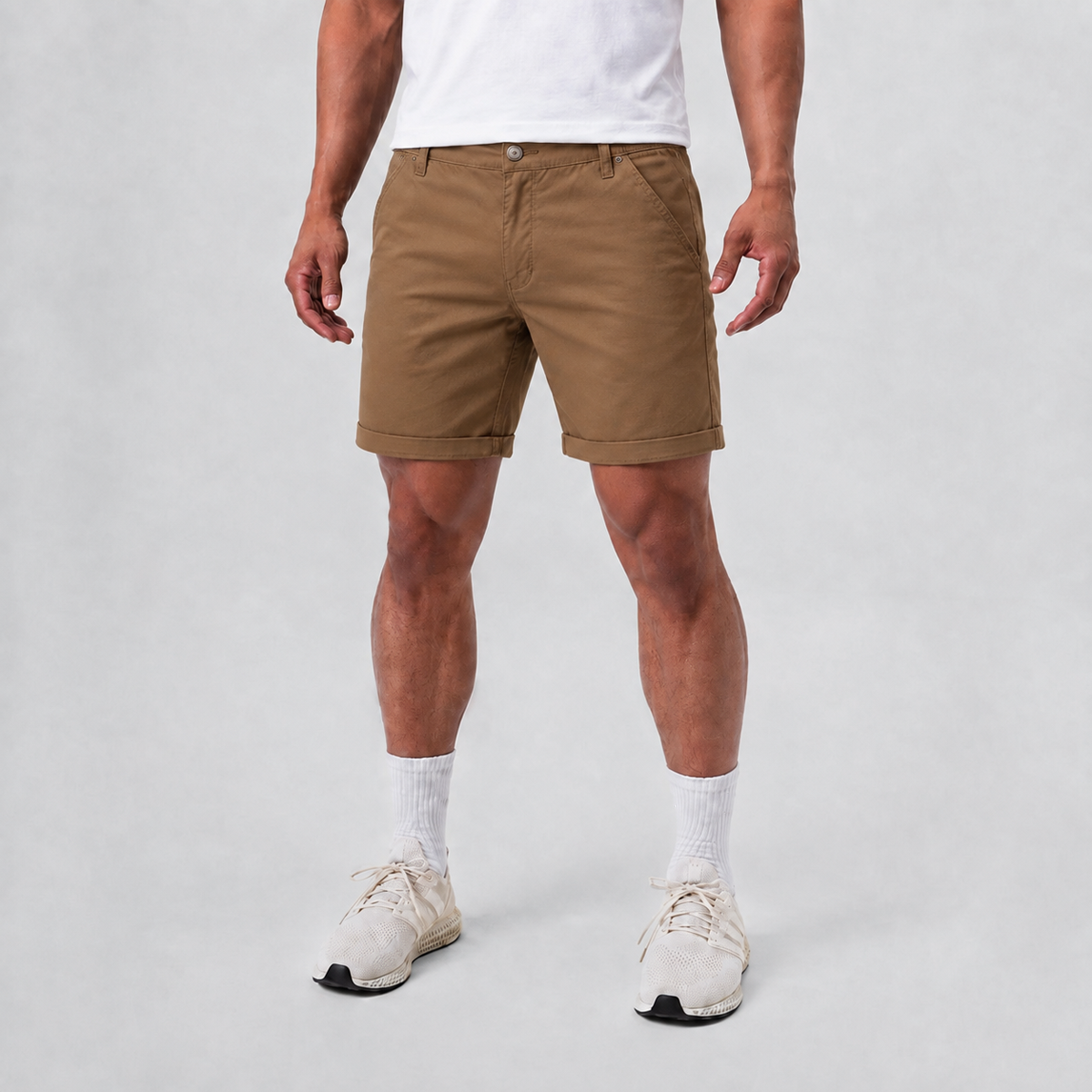 Soft Breathable Cotton Casual Shorts Brown