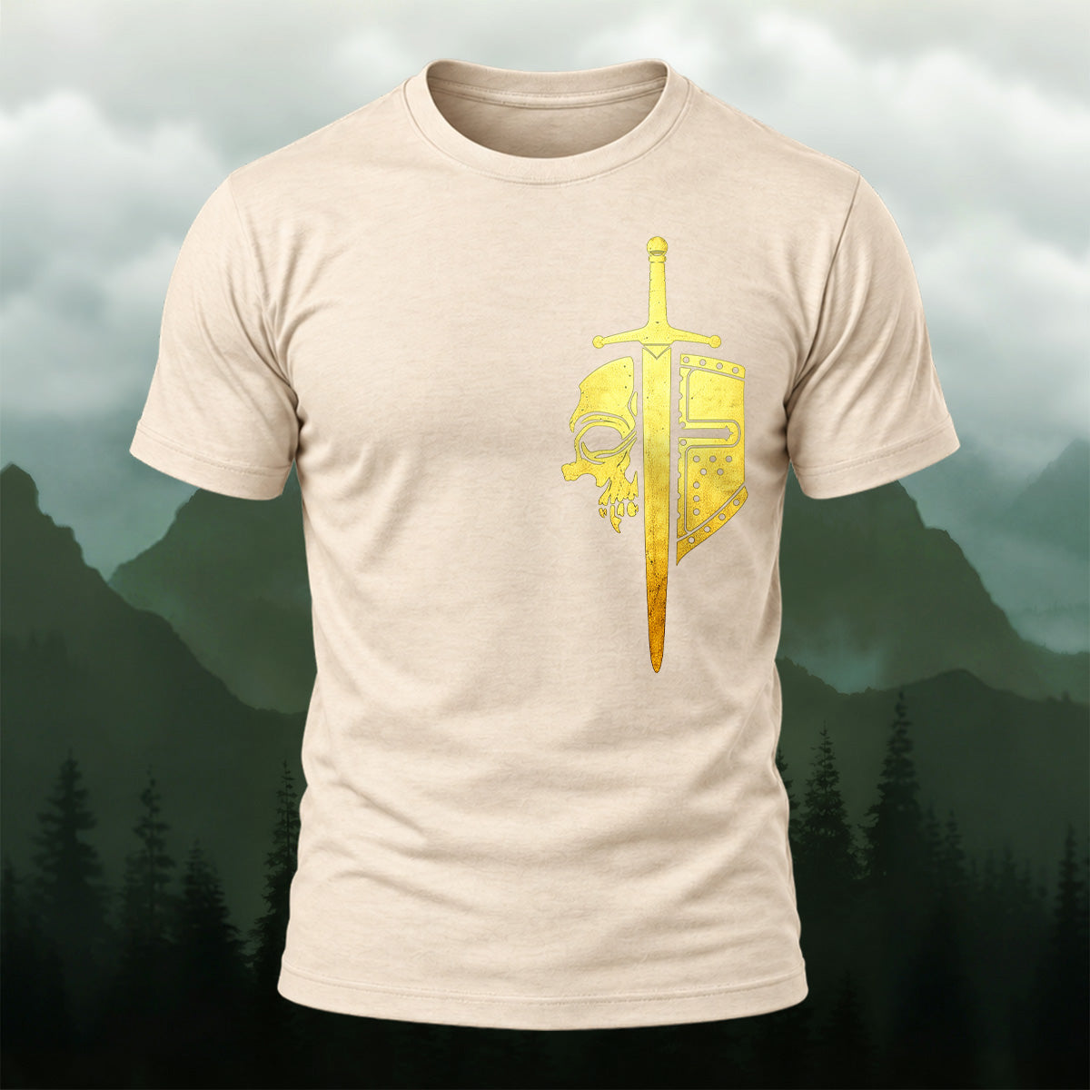Ancient Celtic Sword Shield Soft Cotton T-Shirt Beige