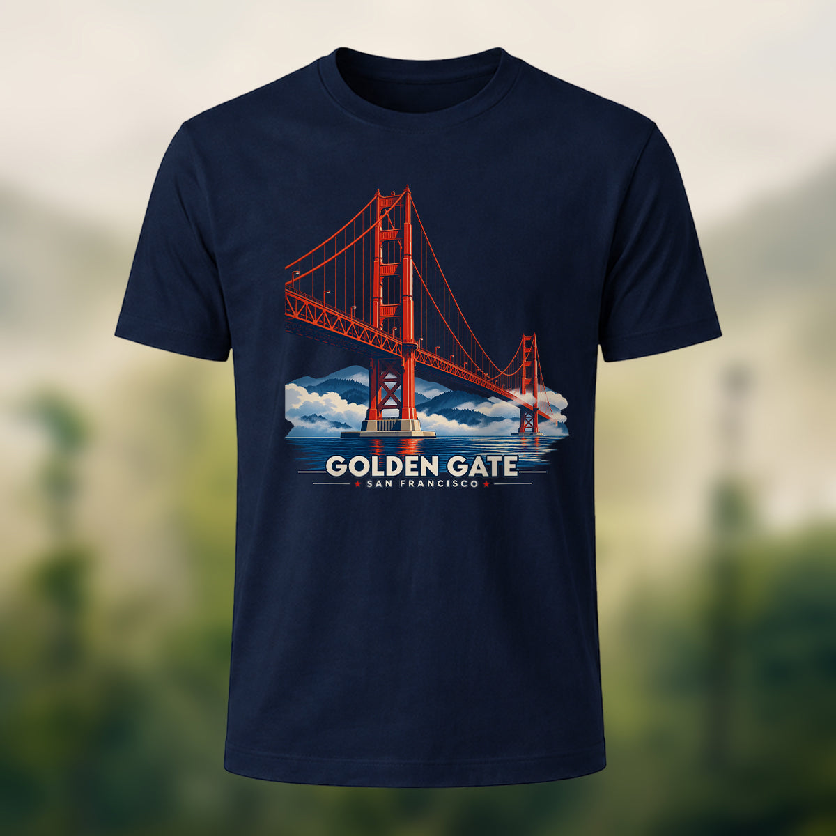 Vintage Golden Gate Bridge Cotton T-Shirt Navy