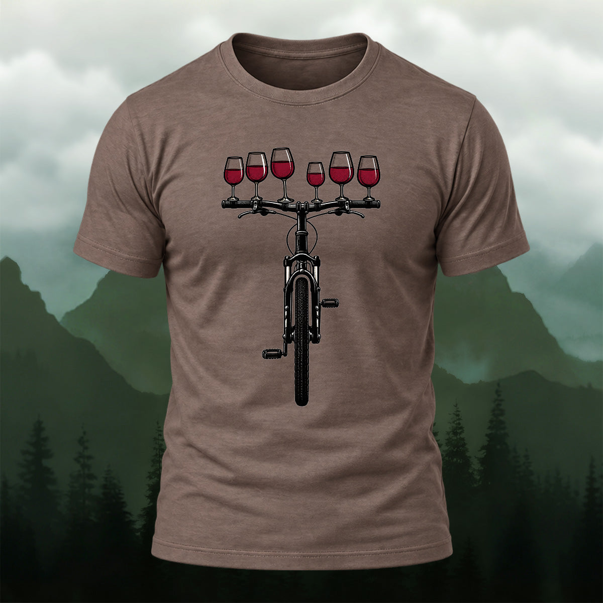 Clean Wine Cycling Soft Cotton T-Shirt Coffee