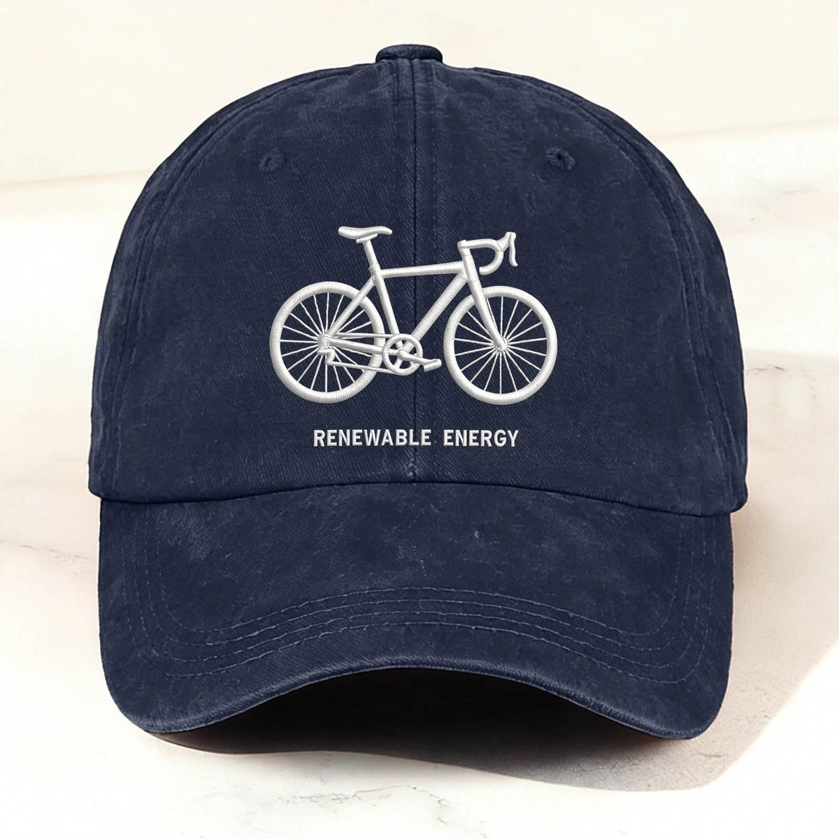 Casual Eco-Friendly Bicycle Baseball Cap Navy Blue