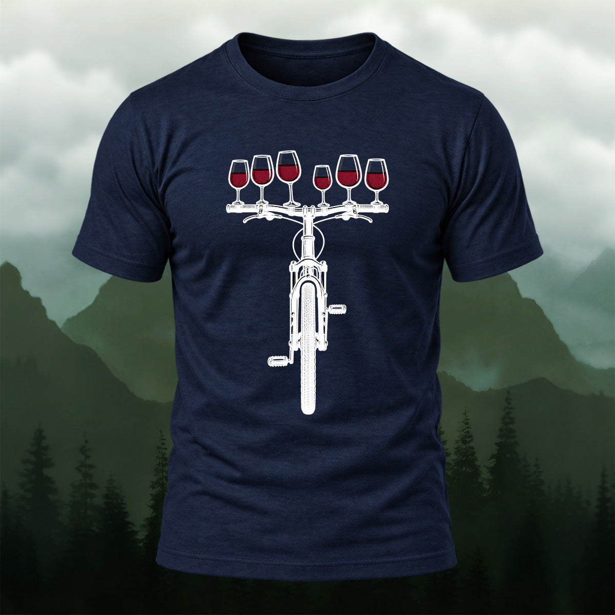 Clean Wine Cycling Soft Cotton T-Shirt Navy