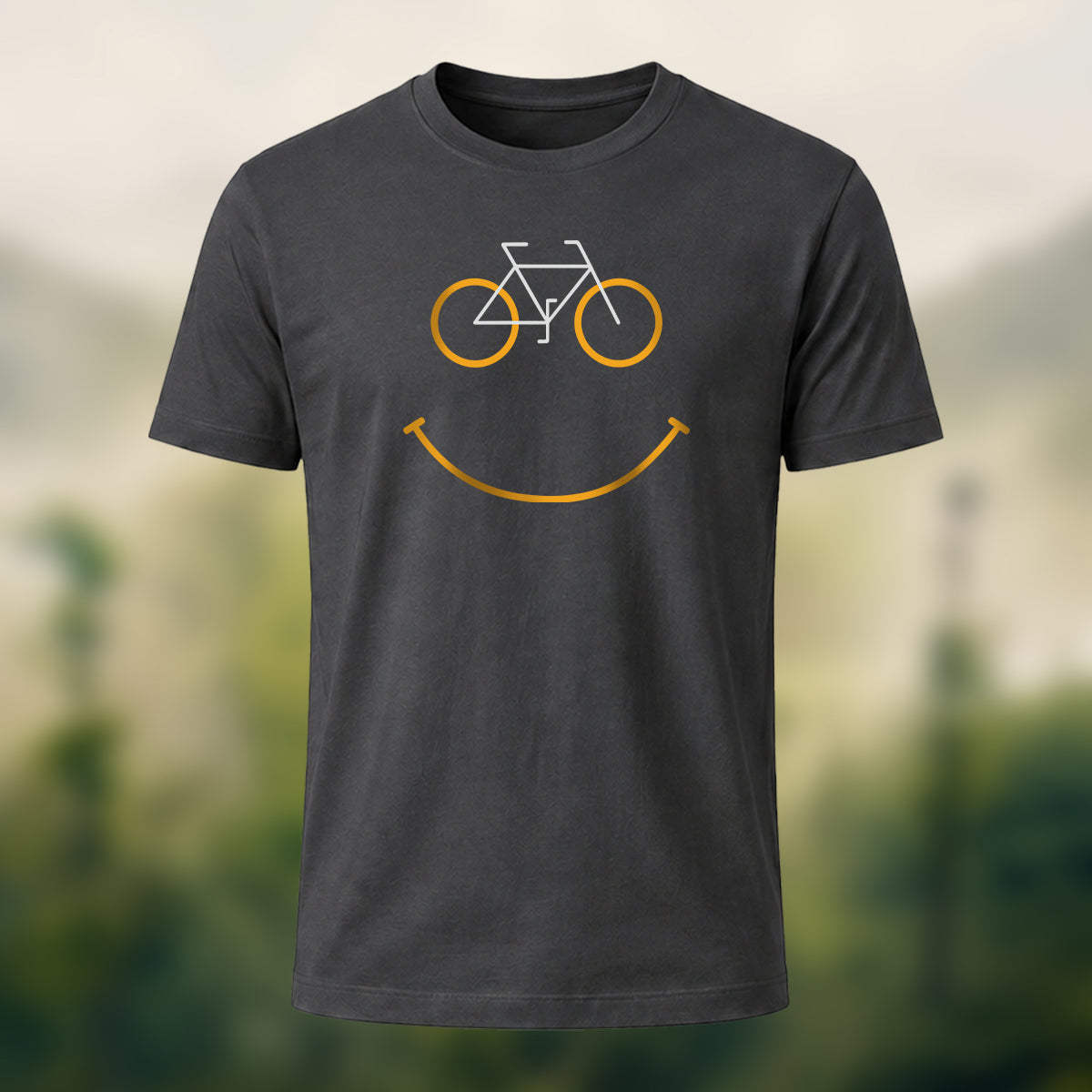Fun Bicycle Print Casual Soft Cotton T-Shirt Charcoal
