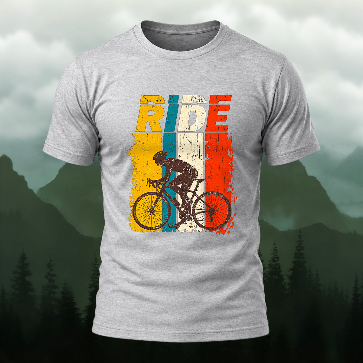 Vintage Sporty Road Cycling Soft Cotton T-Shirt Heather Grey