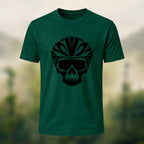 Edgy Cycling Skull Premium Cotton T-Shirt Forest Green