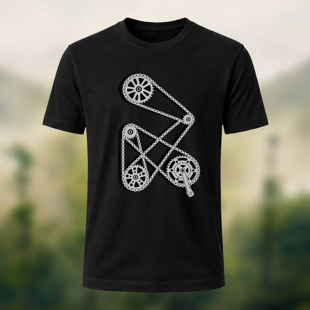 Mechanical Bicycle Chain Premium Cotton T-Shirt Black