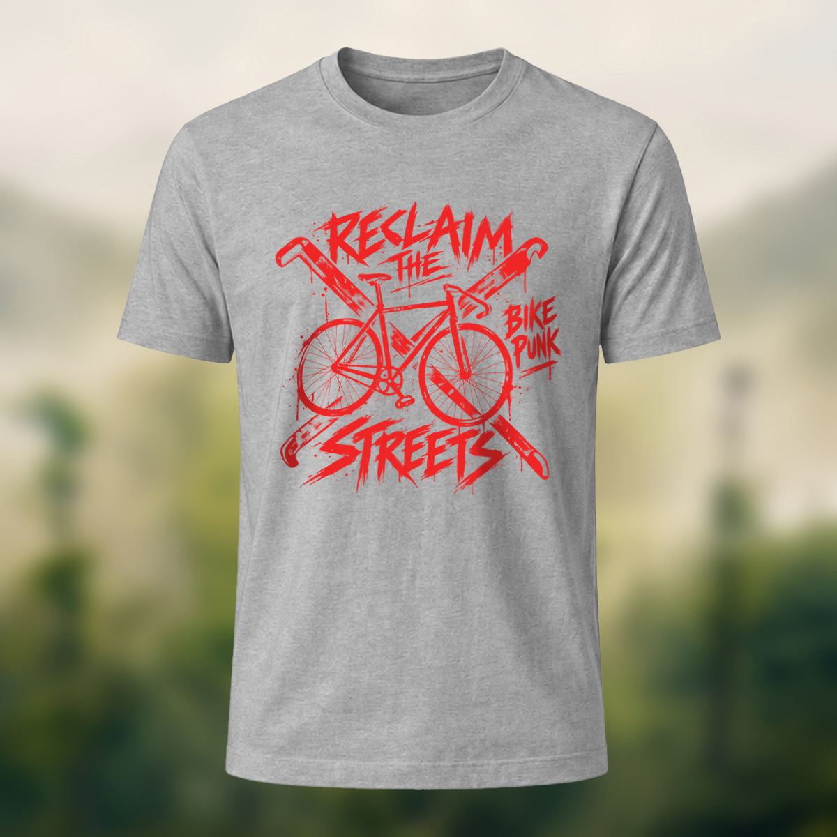 Vintage Punk Cycling Combed Cotton T-Shirt Heather Grey