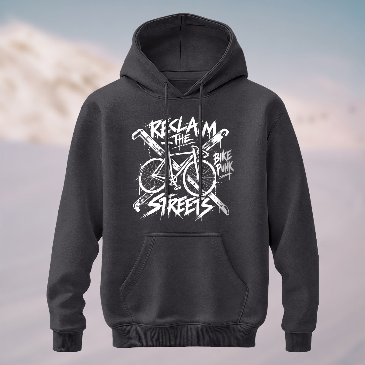 Cotton Made Vintage Punk Bike Hoodie Dark Grey