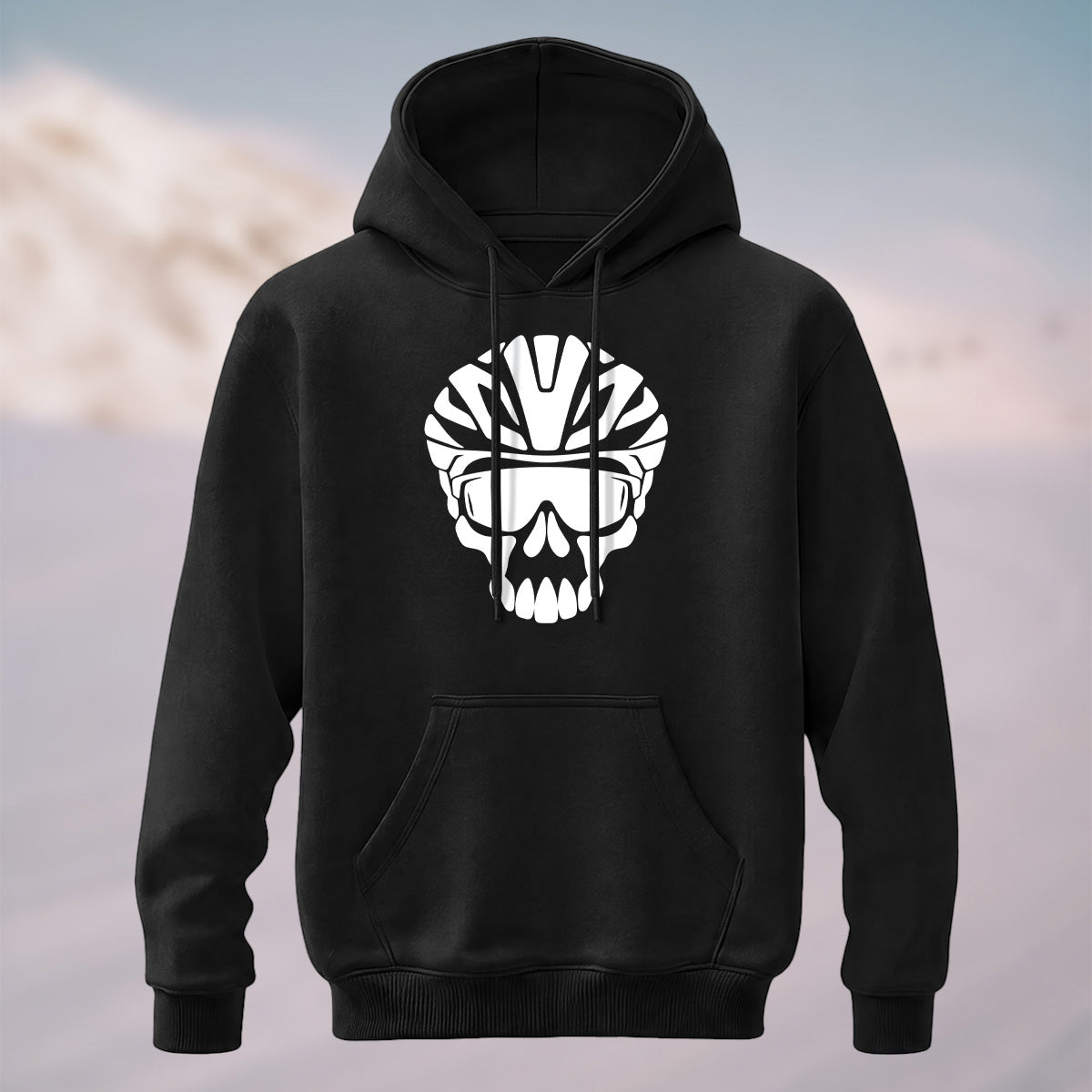 Cotton Made Edgy Biker Skull Hoodie Black