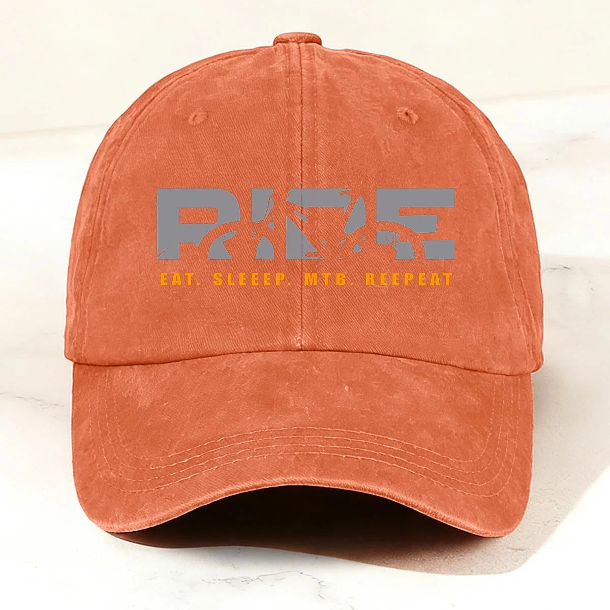Casual MTB Ride Washed Baseball Cap Orange