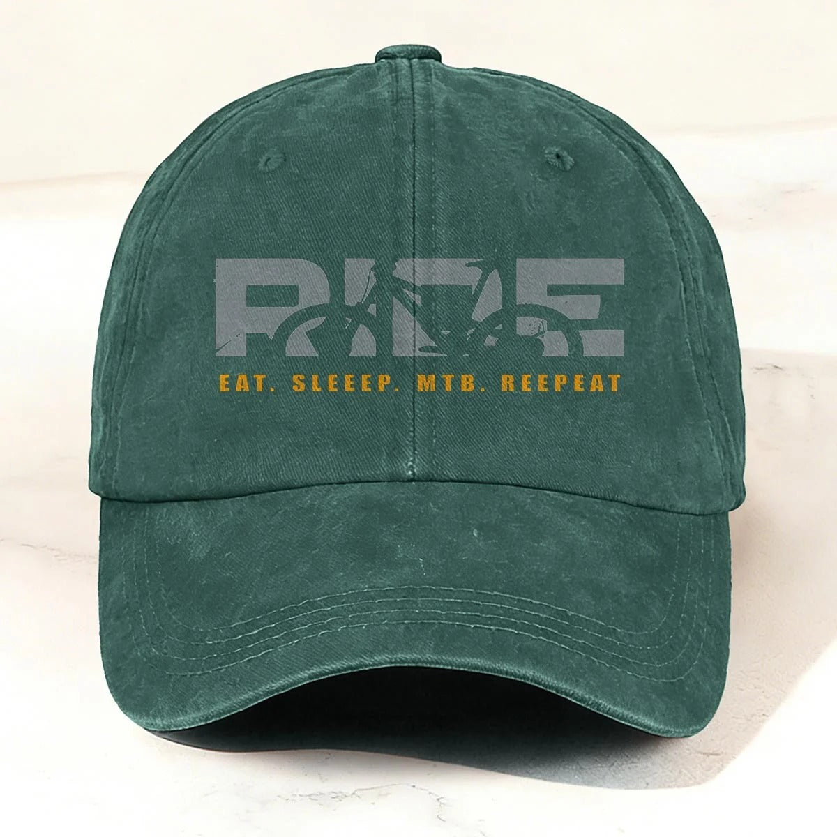 Casual MTB Ride Washed Baseball Cap Dark Green