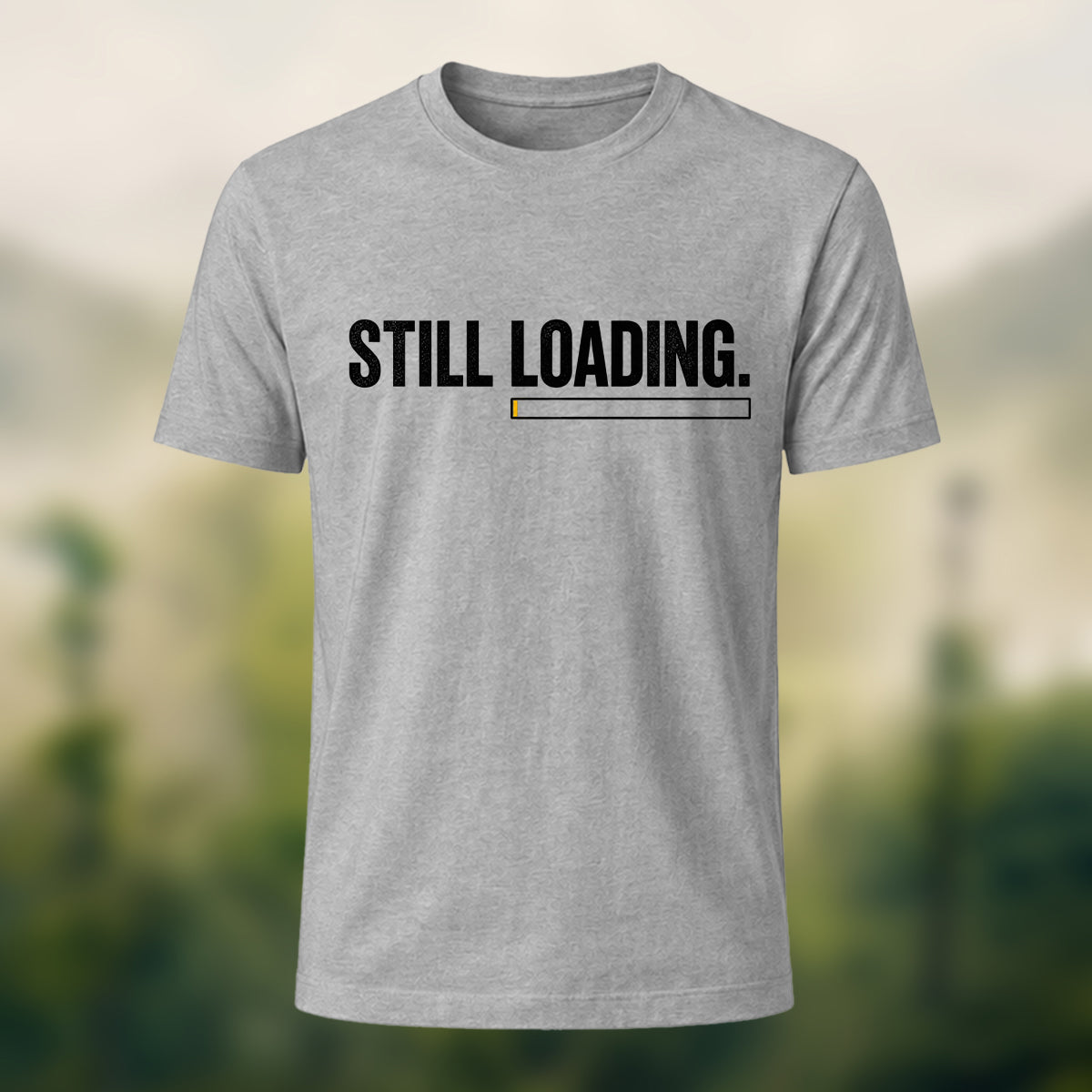 Minimal Loading Statement Premium Cotton T-Shirt Heather Grey