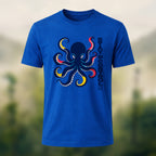 Artistic Oceanic Octopus Soft Cotton T-Shirt Royal Blue